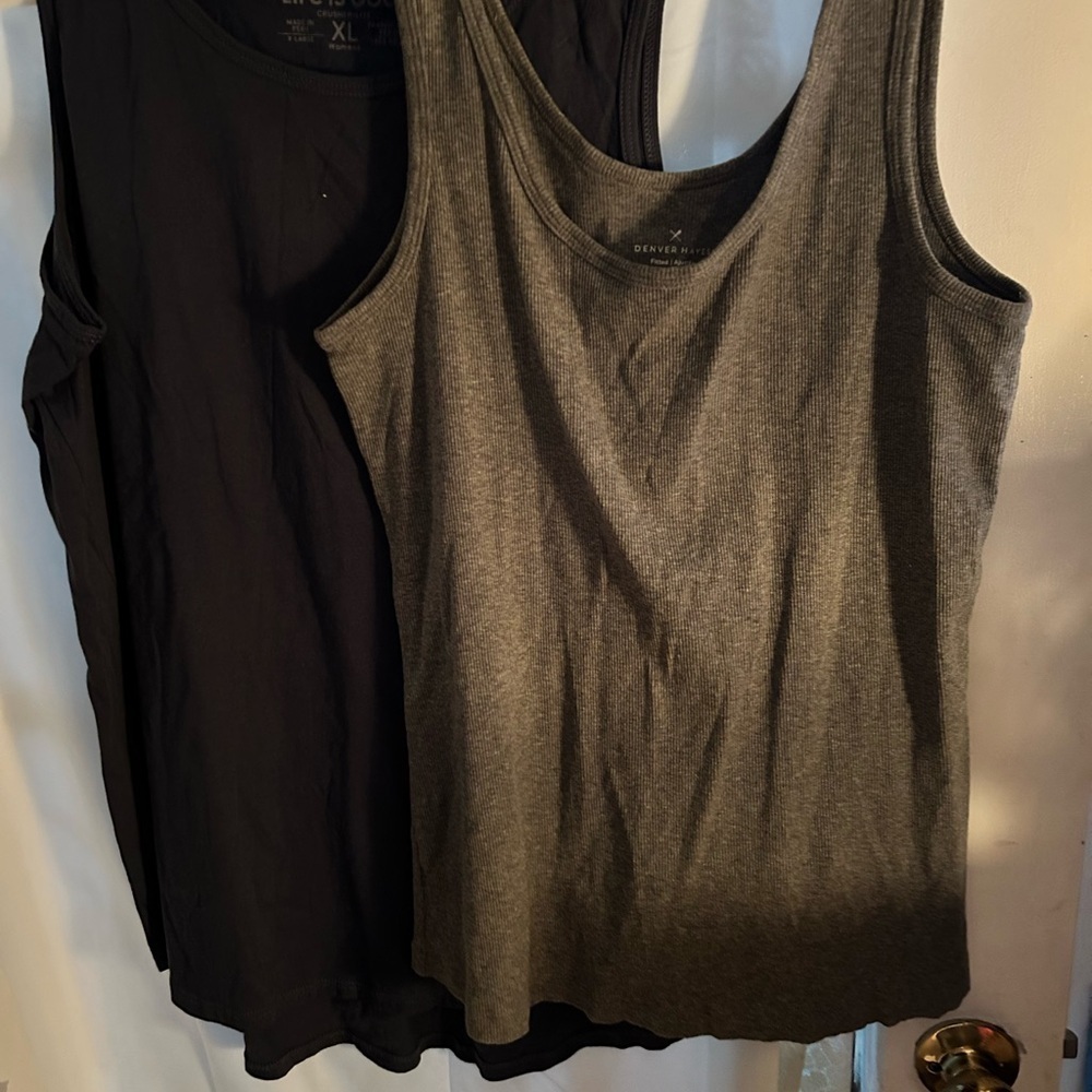 Denver Hayes xl grey top- black xl Life is Good Tank Tops - new or like new